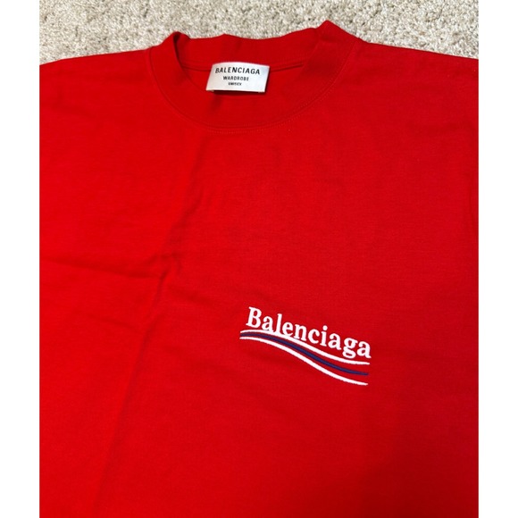 Balenciaga Political Campaign Logo T-Shirt Red Fits Size M - Picture 3 of 6